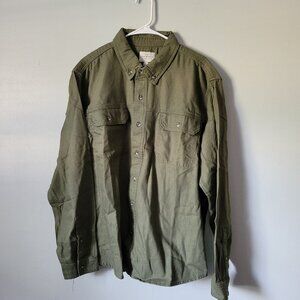 Lucky Brand Button Down Shirt Men's S Olive Green Denim Cotton Long Sleeve NWT